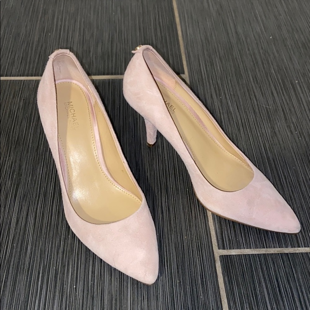 Ballet slipper pink suede Michael Kors heels